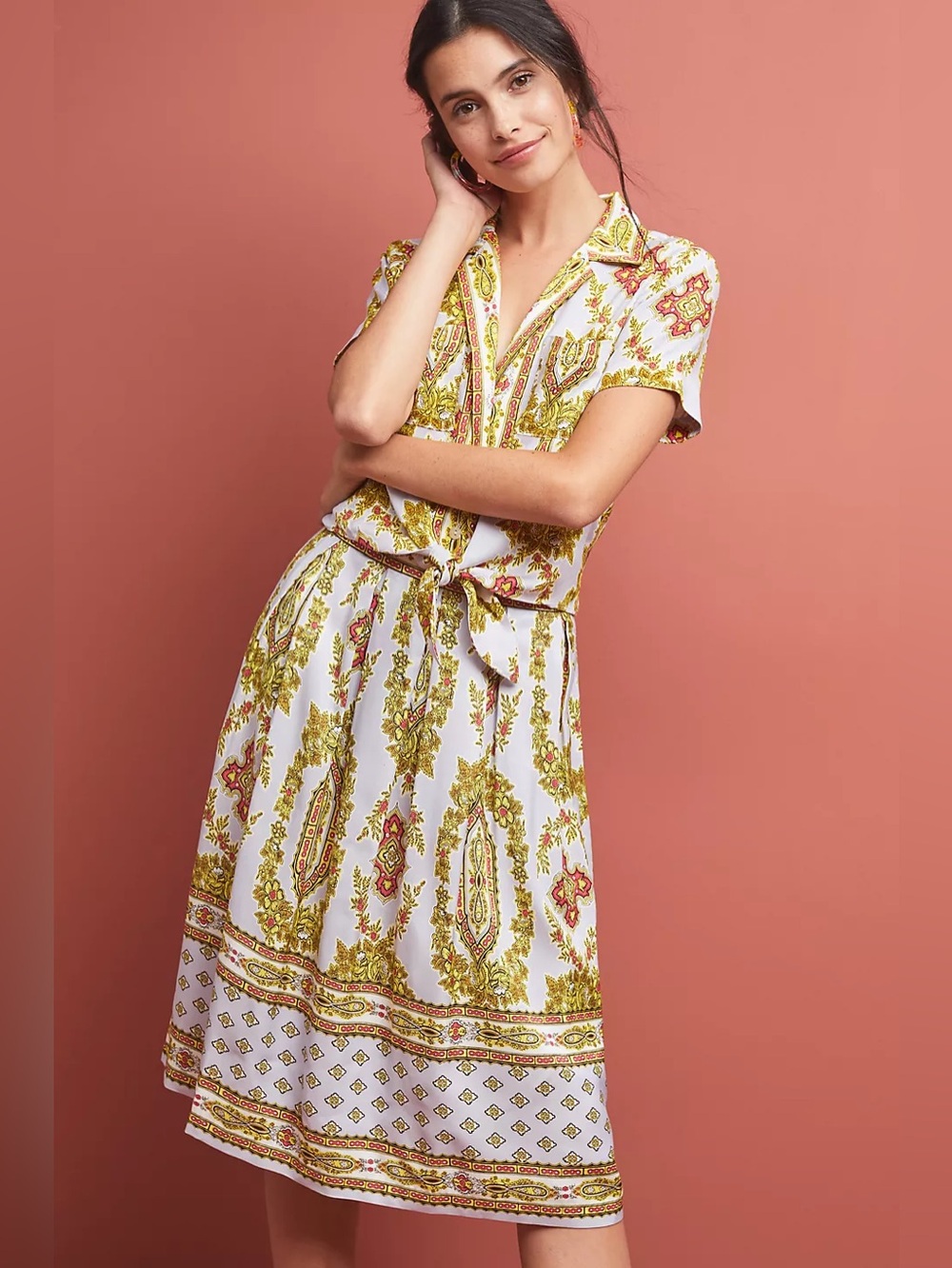 Anthropologie Lilac Blouse and Skirt Set With a Scarf Print.Paisley New